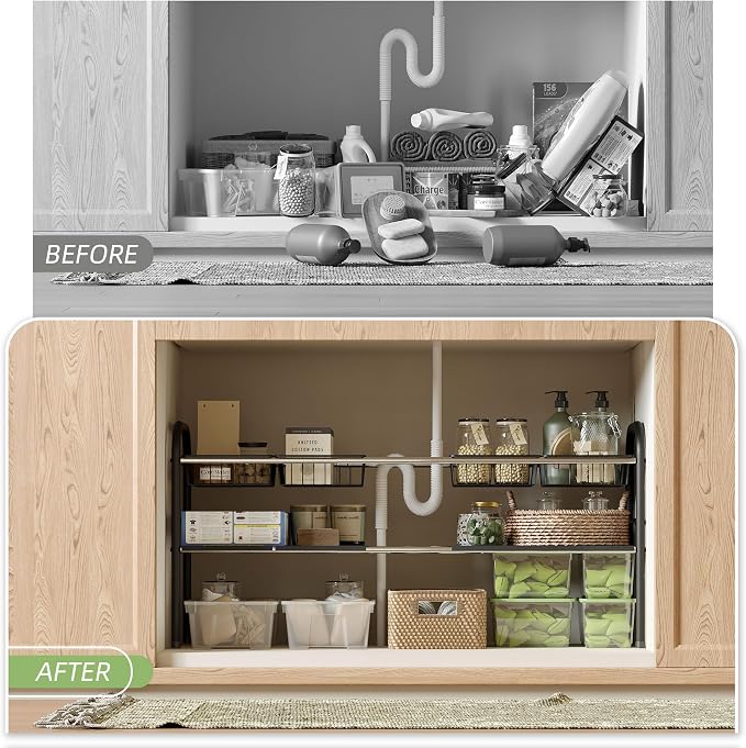 NETEL Under Sink Organizers and Storage, 2 Tier Expandable Under Cabinet - Image 5