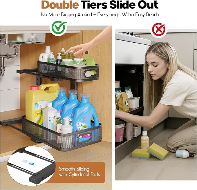 2 Pack 15.7IN-Depth Under Sink Organizer - Image 3