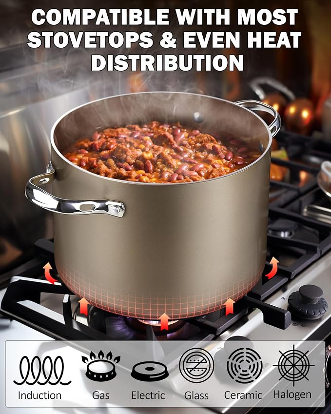 Cooks Standard Hard Anodized Ceramic Nonstick 8-Quart Stock pot - Image 3
