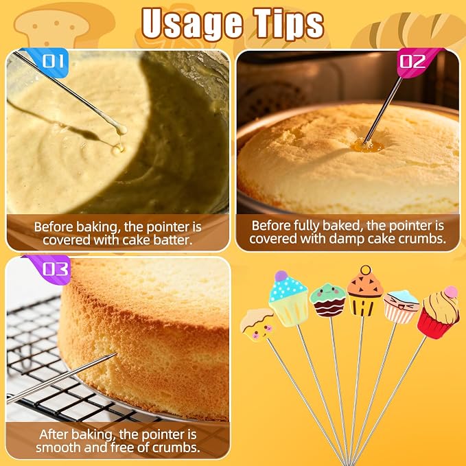 6pcs Cake Test for Baking, Durable Stainless Steel Cake Test Stick Baking - Image 5