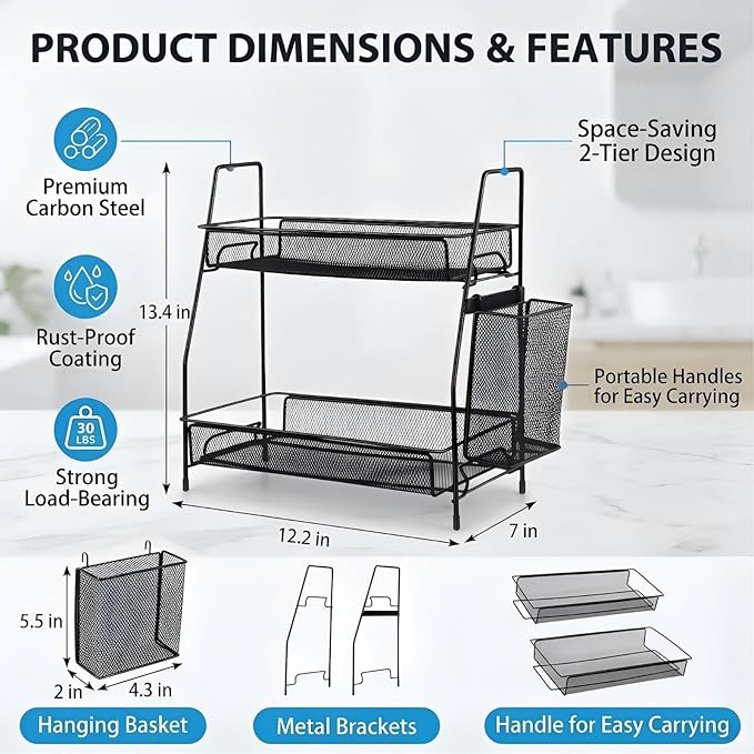 LEMIKKLE 2-Tier Bathroom Countertop Organizer, Makeup Countertop Organizers - Image 2