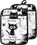 Funny Black Cat Pot Holders by Unknown