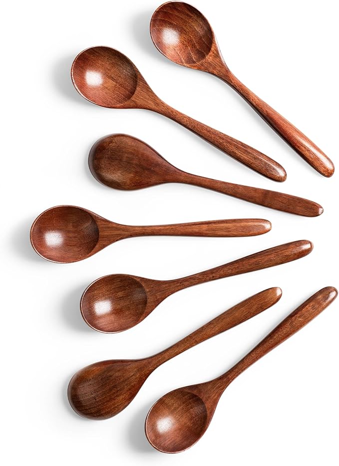 7 PCS Wooden Spoons for Honey, 6.7 inch Small Wooden Spoons by HEFILD