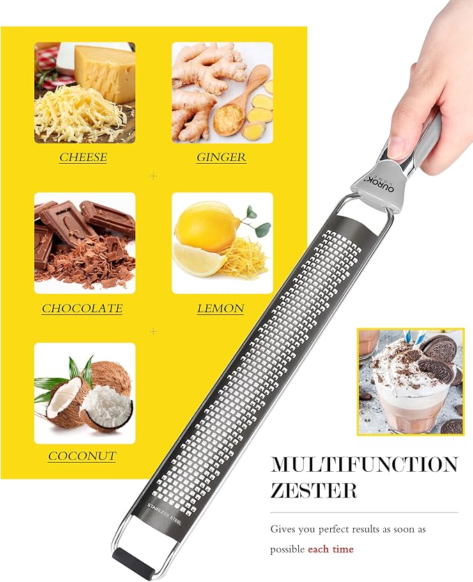 Ourokhome Kitchen Lemon Zester, Stainless Steel Hand Held Parmesan Cheese Grater - Image 3