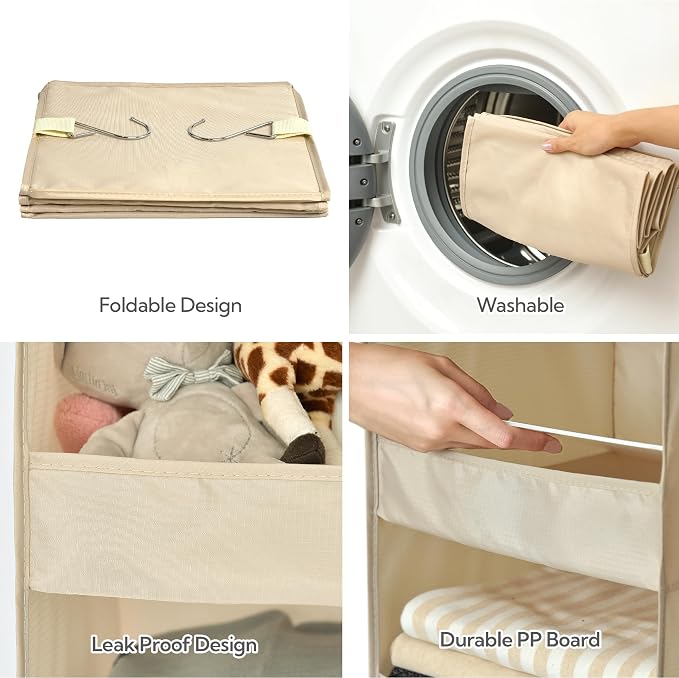 GRANNY SAYS 3-Shelf Hanging Closet Organizer, Khaki Closet Storage Hanging - Image 6