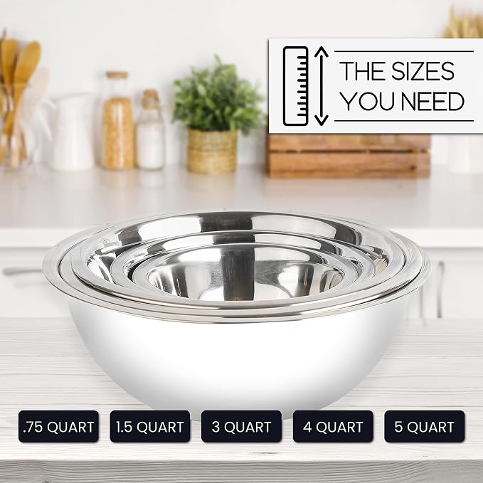 WHYSKO Meal Prep Stainless Steel Mixing Bowls Set, Refrigerator, and Kitchen - Image 6