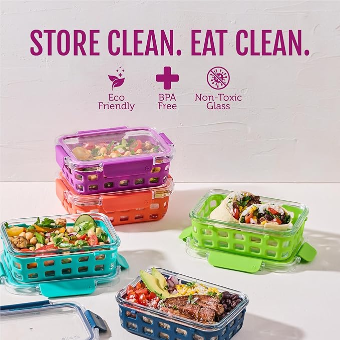 Ello Duraglass 3.4 Cup Meal Prep Sets 10Pc, 5 Pack Set- Glass Food Storage - Image 2