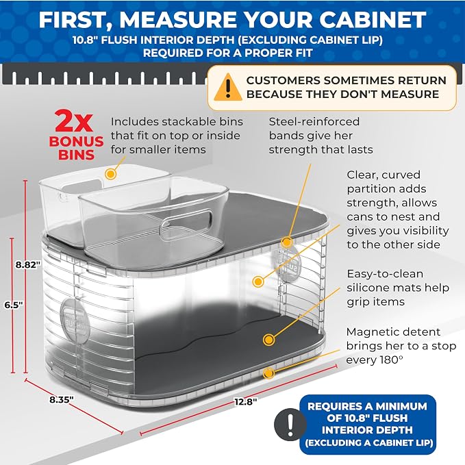 Mighty Susan 2-Tier Lazy Susan Pantry Organizer – Steel Reinforced Turntable - Image 2