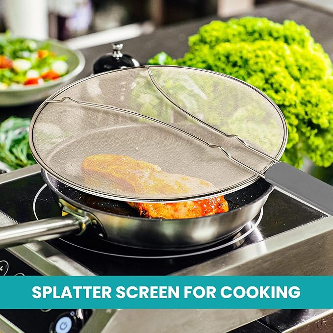 13" Grease Splatter Screen for Cooking | Stainless Steel Oil Splatter Guard and - Image 3