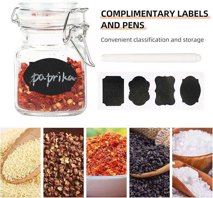 12 Pack Glass Jars with Airtight Lids, 3.4 oz Small Spice Jars, 12 Pack Empty - Image 6