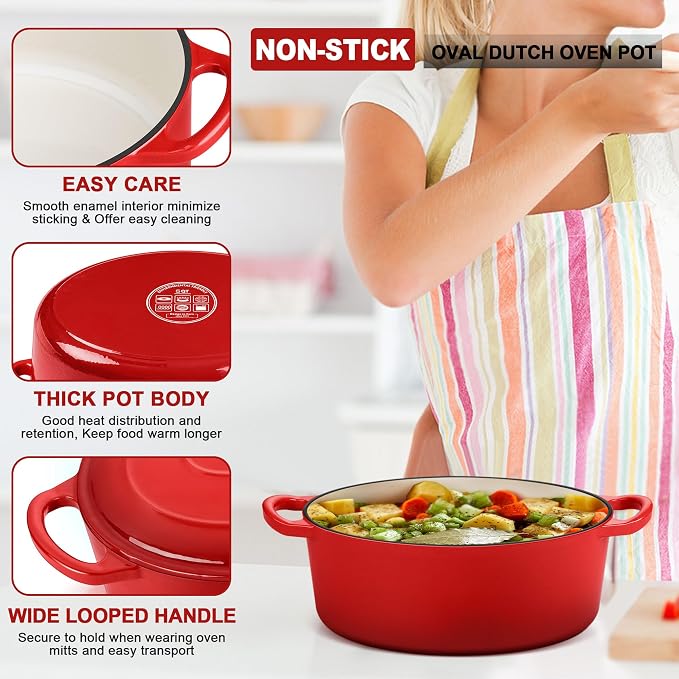 E-far 5QT Oval Dutch Oven Pot - Image 3