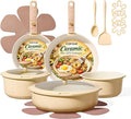 CAROTE 18 Pcs Ceramic Cookware Set Detachable Handle, Non Toxic Pots and Pans by CAROTE