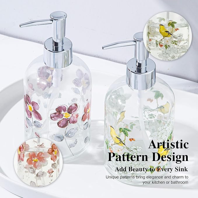 17oz Glass Soap Dispenser with Plastic Pump, 2 Pack Refillable Kitchen Soap - Image 5