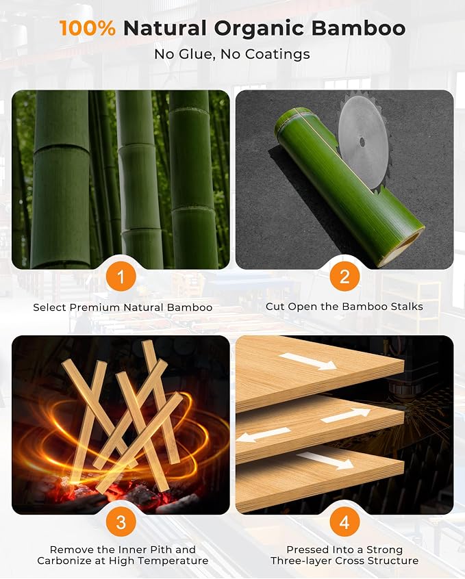 Bamboo Cutting Board for Kitchen, Knife-Friendly Wooden Cutting Boards Set - Image 4