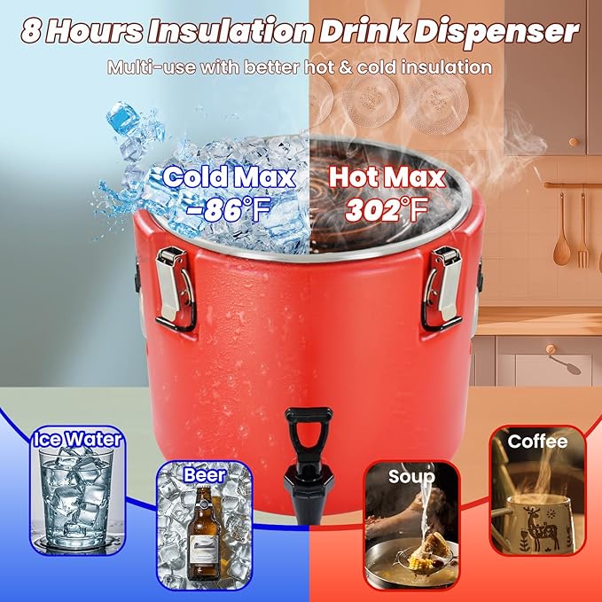 20L/5Gal Insulated Beverage Dispenser, Ice & Hot Drink Dispenser - Image 5