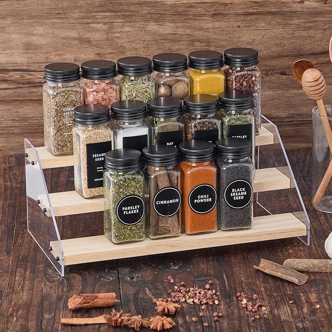 48 Glass Spice Jars with 576 Labels-Spice Jars with Black Metal Caps, 4oz Empty - Image 5