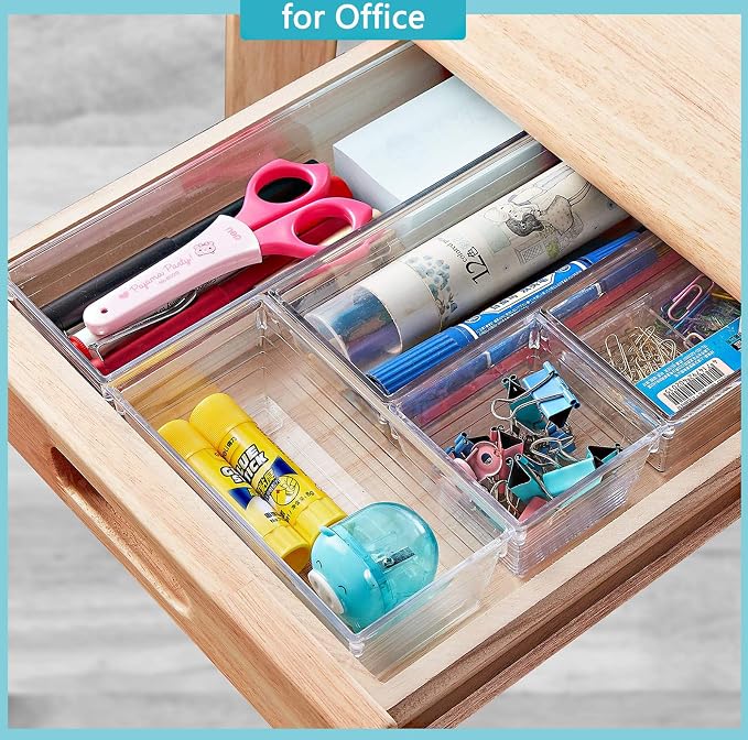 DCA 12 Pack Clear Drawer Organizer, 4 Sizes Makeup organizer, Vanity Organizer - Image 4