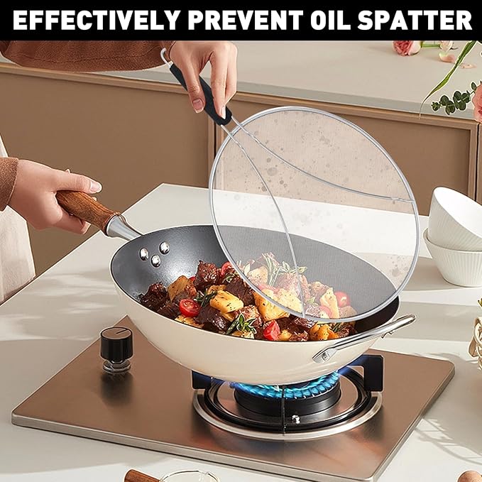 11 Inch Grease Splatter Screen for Frying Pan, Stainless Steel Fine Mesh Oil - Image 5