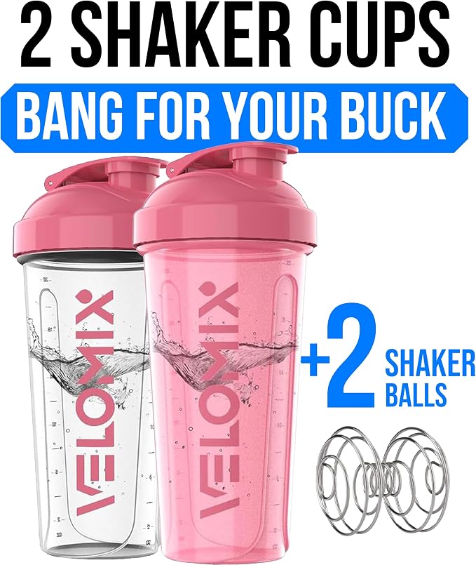 VELOMIX -2 Pack- 28 oz Protein Shaker Bottles - Image 2