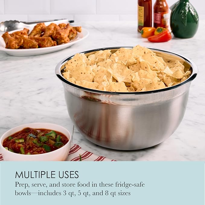 Chicago Metallic Stainless Steel Bowls, Versatile Nesting Mixing Bowls - Image 3