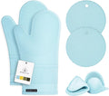 Rorecay 6pcs Oven Mitts and Pot Holders Sets, Extra Long Silicone Oven Gloves by Rorecay