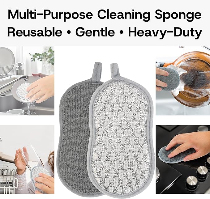 Multi-Purpose Scrub Kitchen Sponges – 12 Pack Dish Sponge, Dual-Sided - Image 4