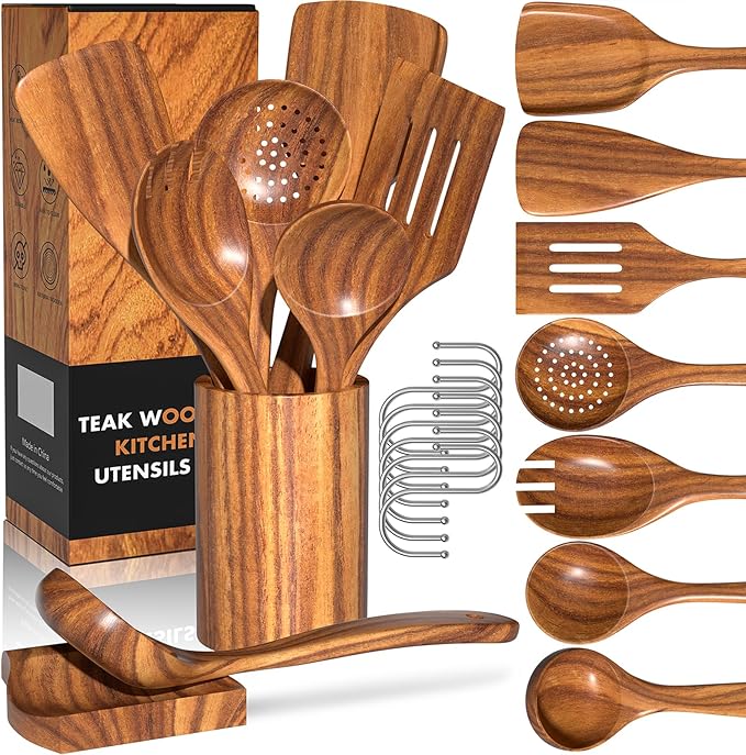 Natural Teak Kitchen Cooking Utensil Set by UmiteChef