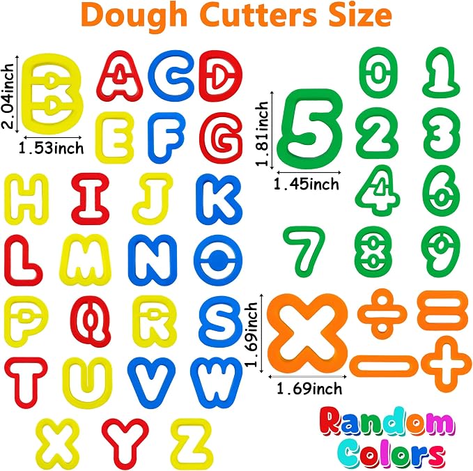 Dough Tool Set with Dough Alphabet Cutters, Numbers Cutters, Mathematical - Image 2