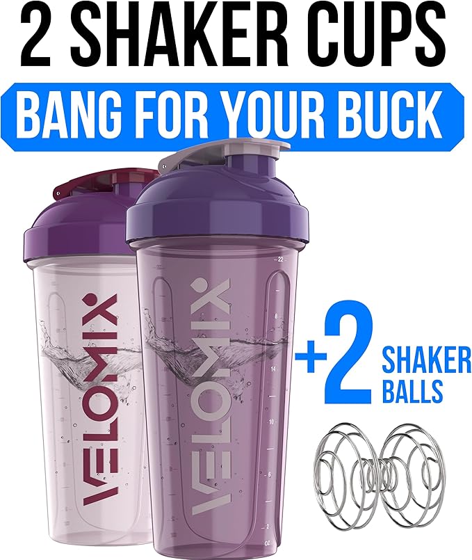 VELOMIX -2 Pack- 28 oz Protein Shaker Bottles - Image 2