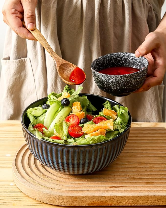 Hasense Large Salad Bowls of 2, Porcelain 60 Oz Serving Bowl 8 Inch - Image 5