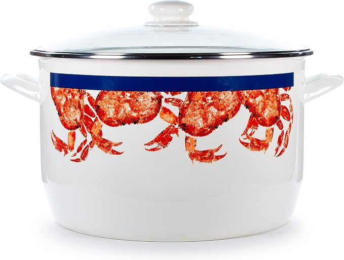 Golden Rabbit Enamelware Soup or Stock Pot, 18 quart, Crab House - Image 3