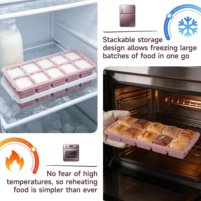 Aopigavi 2-Pack Ice Cube Trays, 10 Cubes 2 Tbsp. Silicone Freezer Molds - Image 6