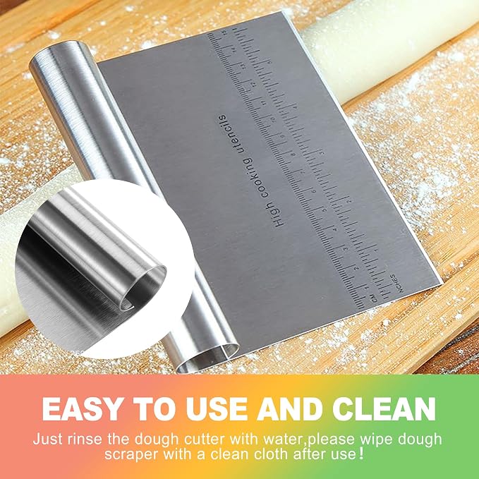 ZukoCert 2-Pack Stainless Steel Bench Scraper – Durable Dough Cutter - Image 5