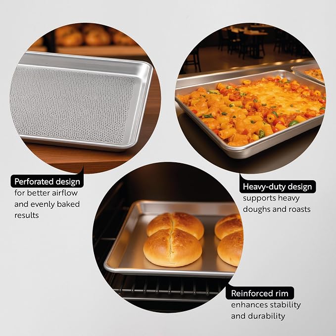 Restaurantware 1 Perforated Bakery Sheet Pan, 18 x 13 Inch Industrial Baking - Image 3