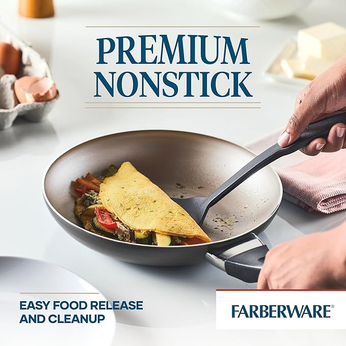 Farberware Dishwasher Safe Nonstick Cookware Pots and Pans Set, 15 Piece - Image 4