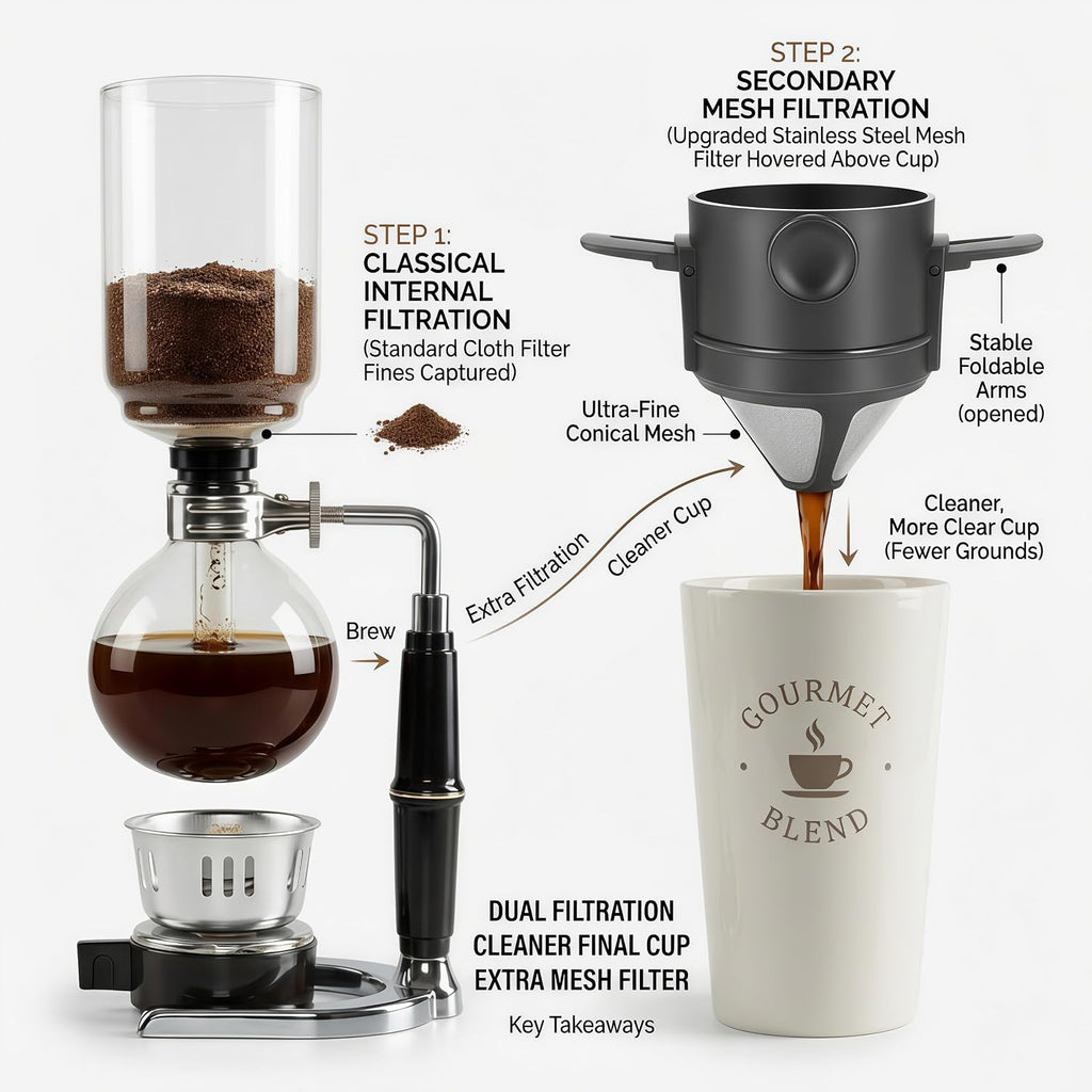 Siphon Coffee Maker, 20 oz Vacuum Brewer with Mesh Filter
