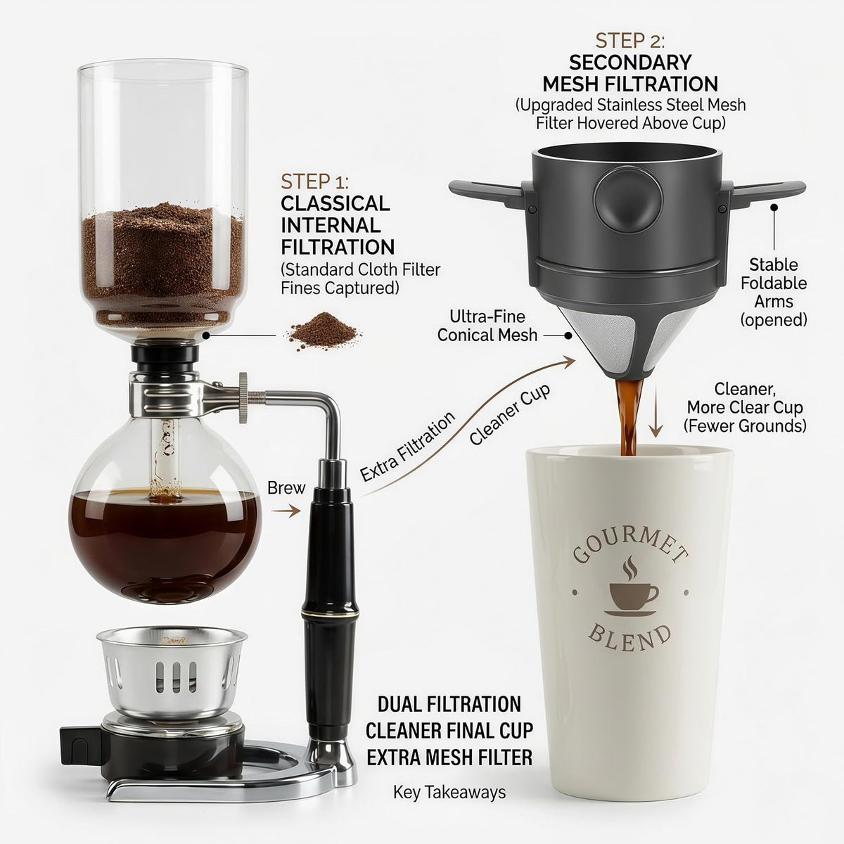 Siphon Coffee Maker, 20 oz Vacuum Brewer with Mesh Filter