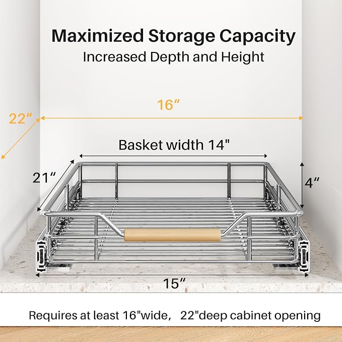 Pull out Cabinet Organizer, Heavy Duty Smooth Sliding Under Cabinet Shelves - Image 3