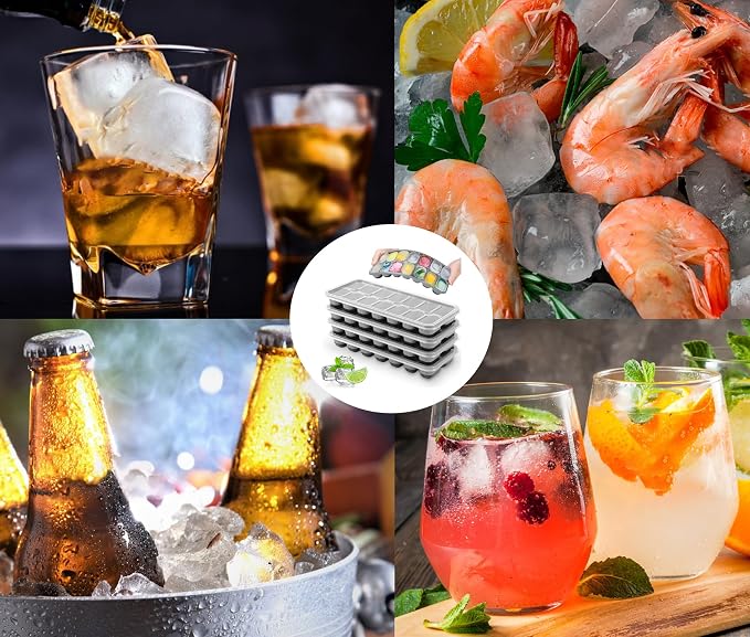 Ice Cube Tray 4 Pack, Easy-Release & Flexible 56 pcs Silicone Ice Cube Trays - Image 6