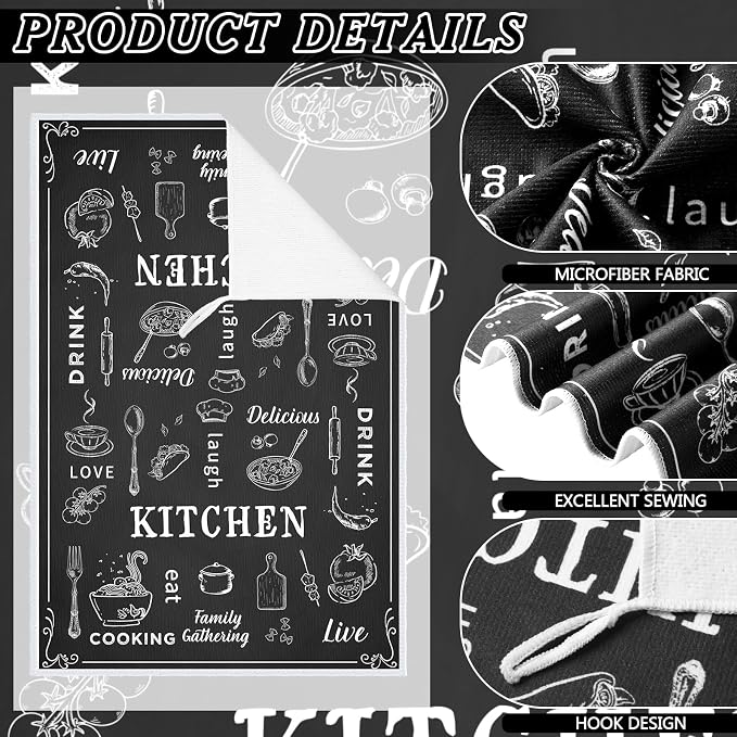 Bencailor 12 Pcs Farmhouse Kitchen Decor and Accessories Sets 4 Black and White - Image 5