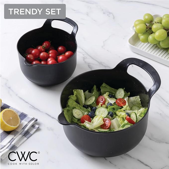 COOK WITH COLOR Nesting Plastic Mixing Bowl Set with Pour Spouts and Handles - Image 7