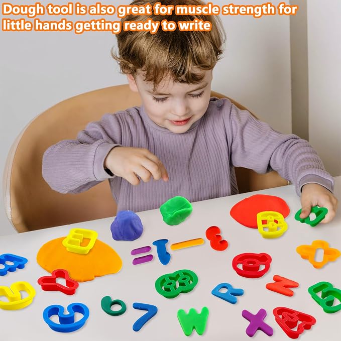 Dough Tool Set with Dough Alphabet Cutters, Numbers Cutters, Mathematical - Image 5