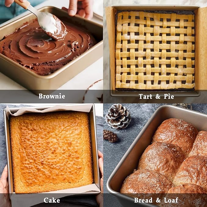 8 Inch Square Baking Pans Set, 2 Pieces Nonstick Cookie Sheet Pan, Non Toxic - Image 3