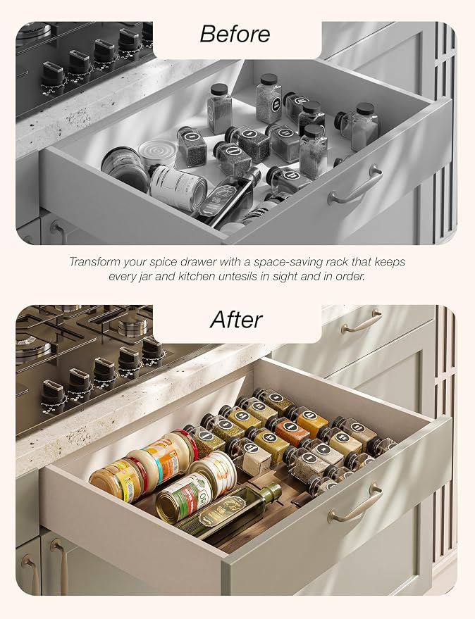 Tinamo Acacia Wooden Spice Rack Organizer - Image 4