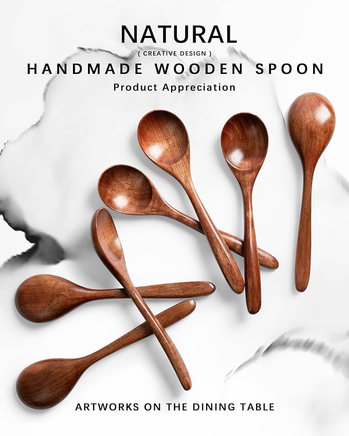 7 PCS Wooden Spoons for Honey, 6.7 inch Small Wooden Spoons - Image 5