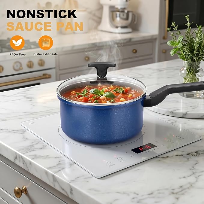 Nonstick Sauce Pan with Lid, 1.5Qt & 2Qt Set, PFOA Free, Kitchen Pots Induction - Image 5