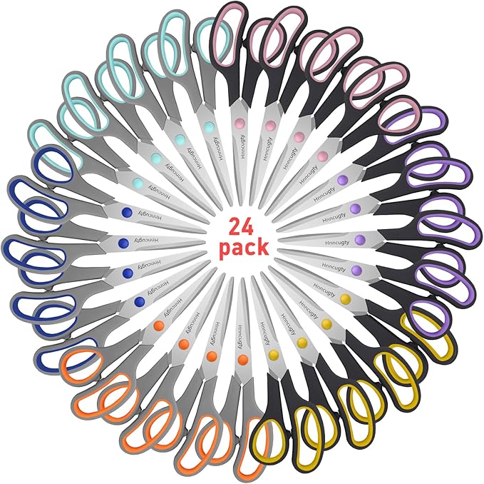 Scissors for Office School Supplies, Hnncugty 8" Scissors All Purpose Bulk Set - Image 8