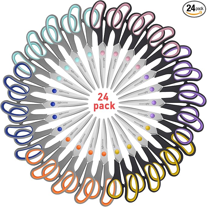 Scissors for Office School Supplies, Hnncugty 8" Scissors All Purpose Bulk Set by Hnncugty