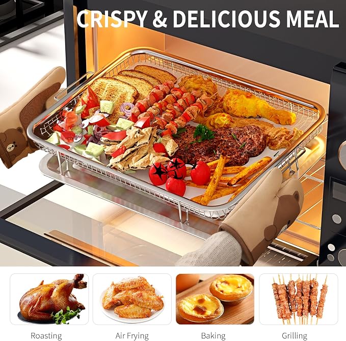 Air Fryer Basket for Oven, OPENICE 15.3" x 11.0" Large Air Fryer Tray and Pan - Image 5