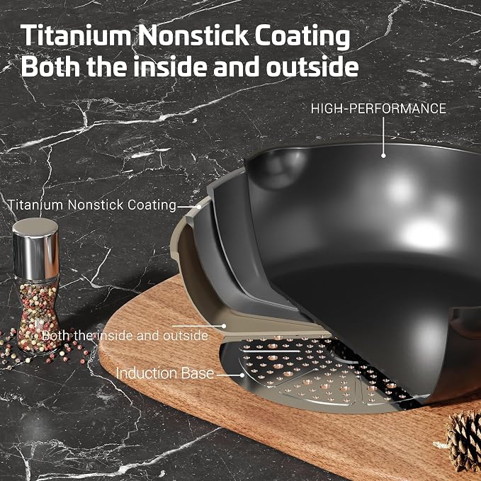 Nonstick Cookware Set, Titanium Coating Pan Set, Induction Cookware Oven Safe - Image 8